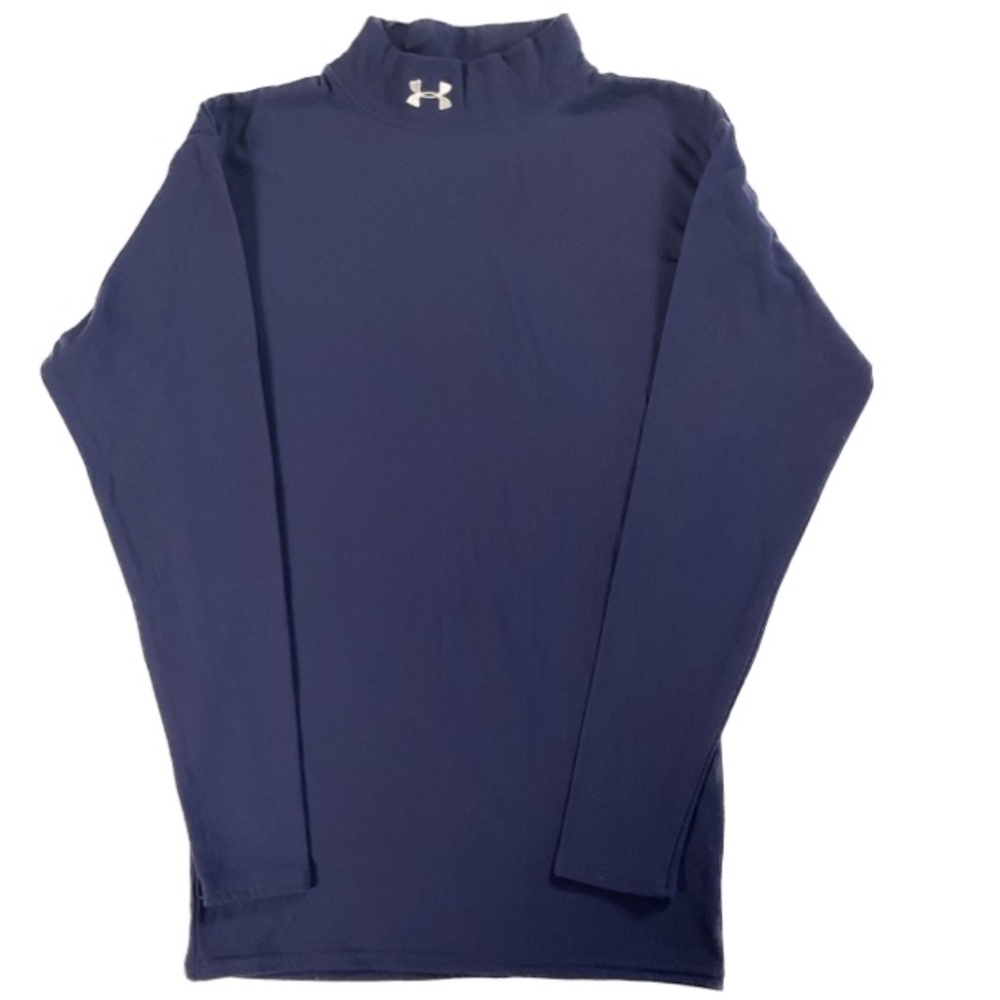Under Armour Women’s ColdGear Fitted Mock Neck Long Sleeve, Navy, Size Medium